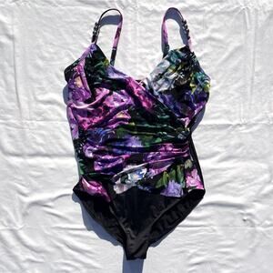 MagicSuit Romantic Louise Surplice One Piece Floral Swimsuit Womens 12 Underwire